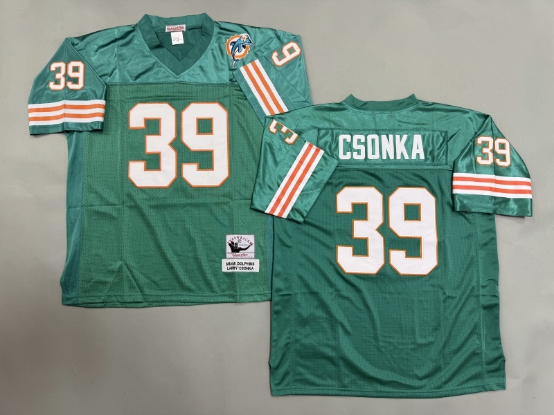 Men 2025 Miami Dolphins #39 Csonka green Throwback Limited NFL Jersey style 001
